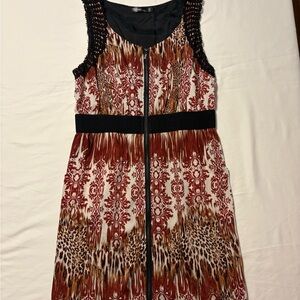 Kensie multicolored full front zip dress Kaleidoscope pattern